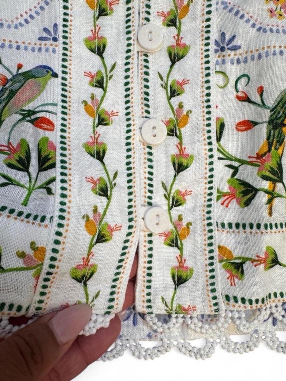 FARM RIO - TROPICAL PORCELAIN OFF WHITE MINI DRESS - Picture 5 of 7